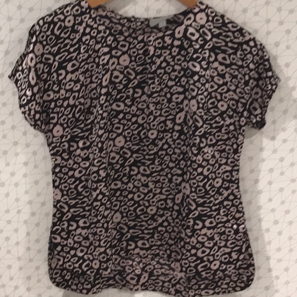 Taupe/black leopard print blouse